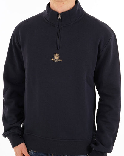 Aquascutum Logo Quarter Zip Fleece Navy
