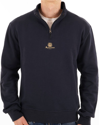 Aquascutum Logo Quarter Zip Fleece Navy
