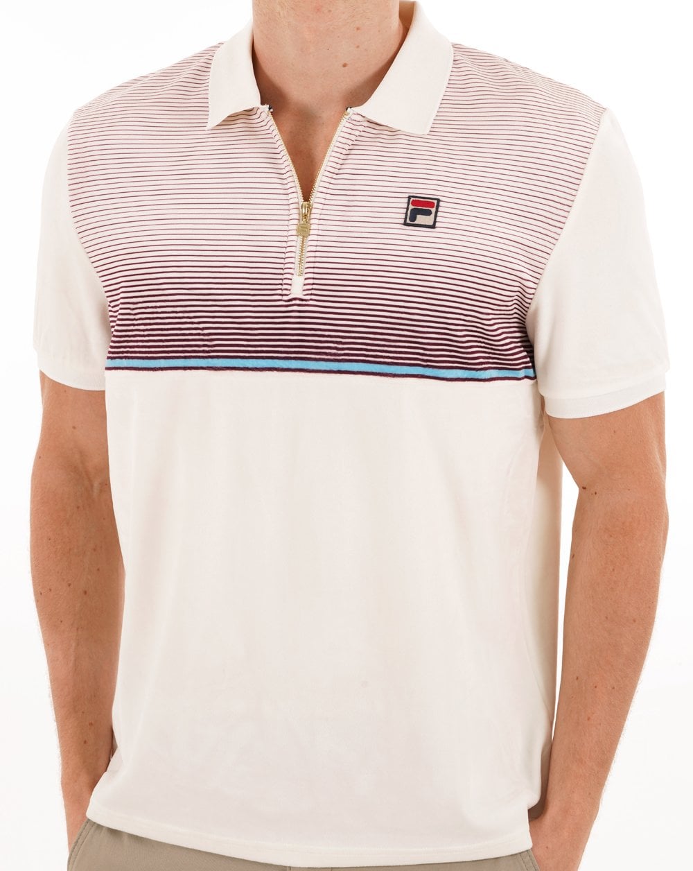 Fila Vintage Paco Velour Zip Polo Gardenia