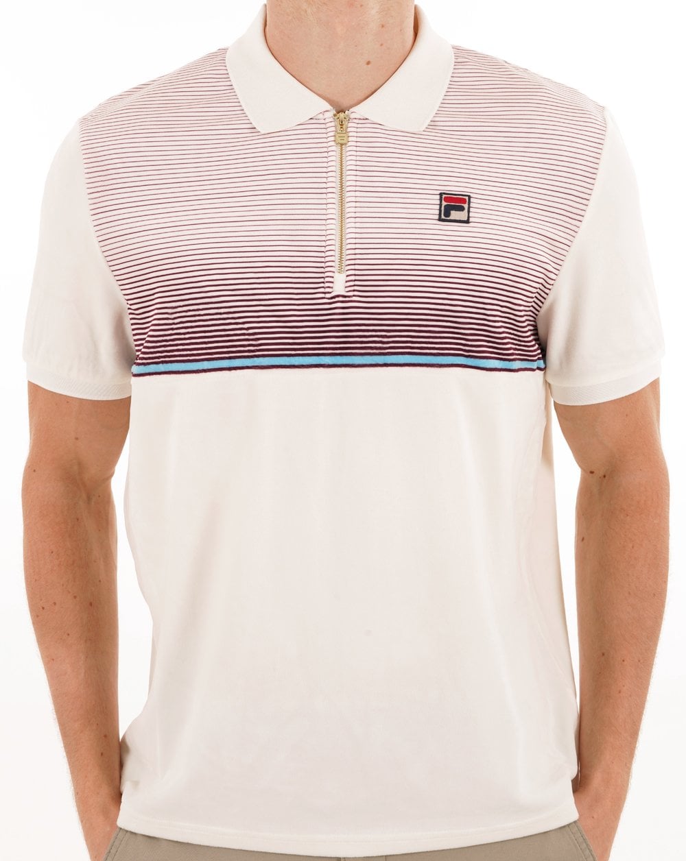 Fila Vintage Paco Velour Zip Polo Gardenia