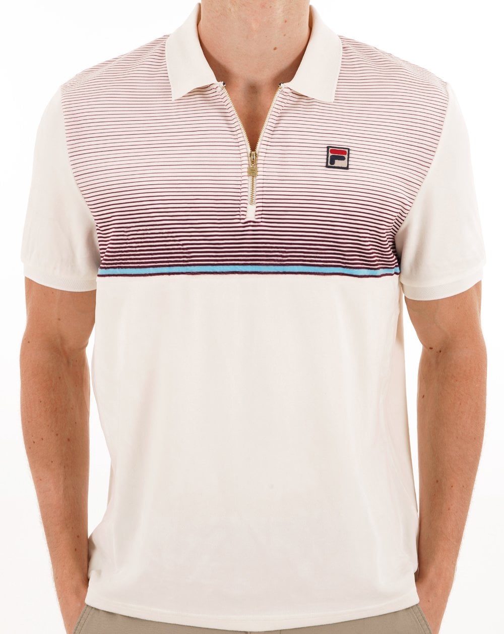 Fila Vintage Paco Velour Zip Polo Gardenia