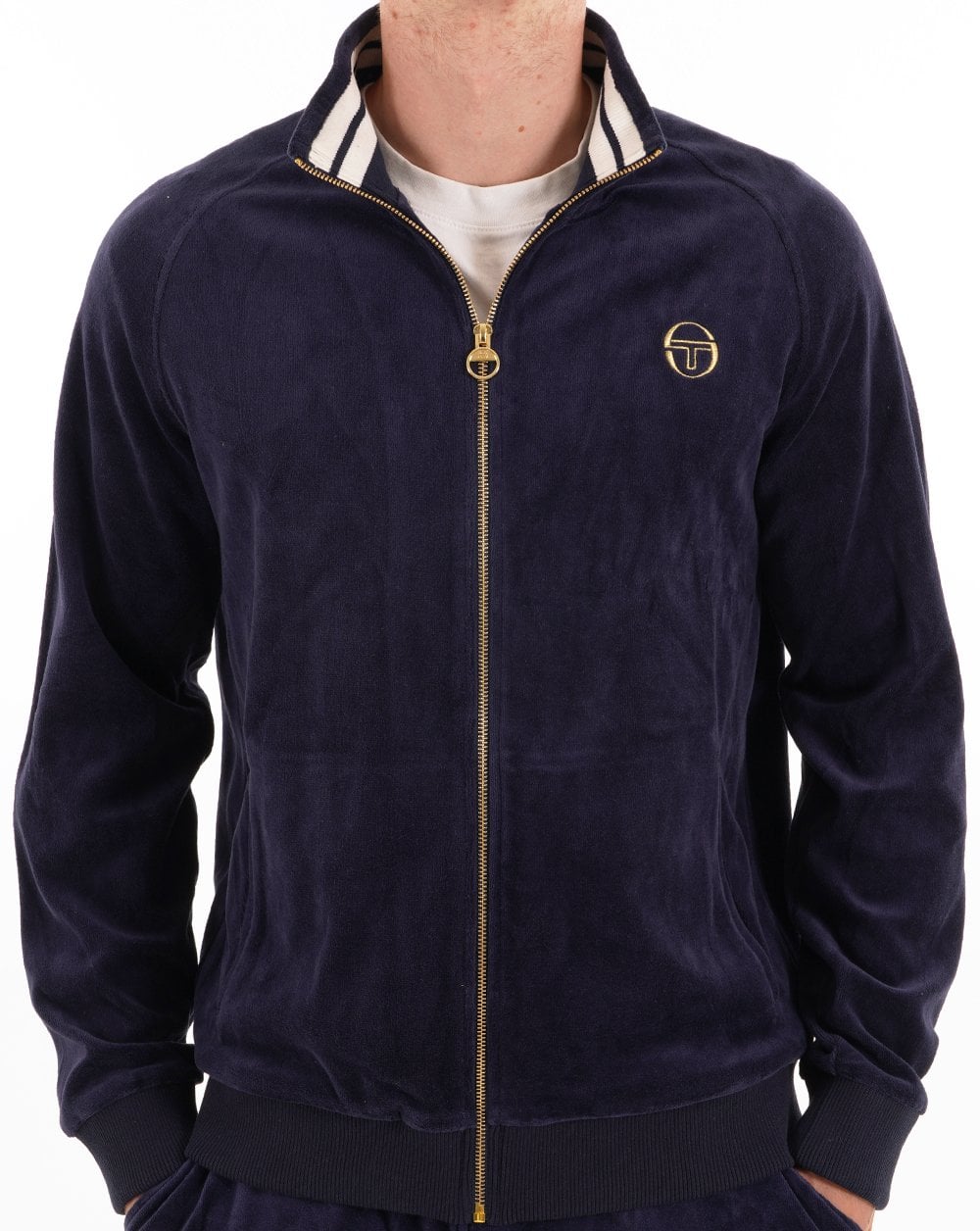 Sergio Tacchini Classic Velour Track Top Navy Blue