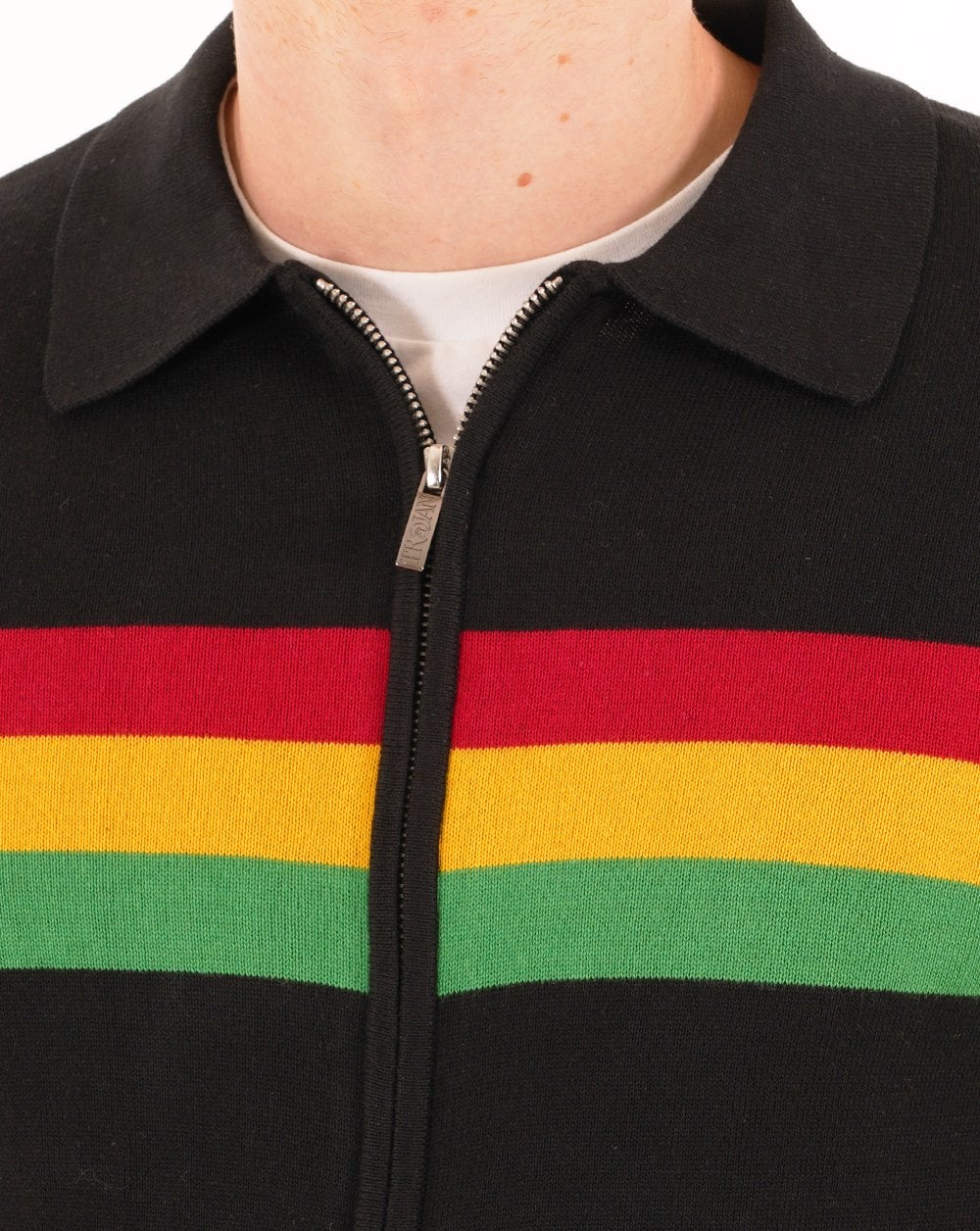 Trojan Stripe Zip Cardi Black