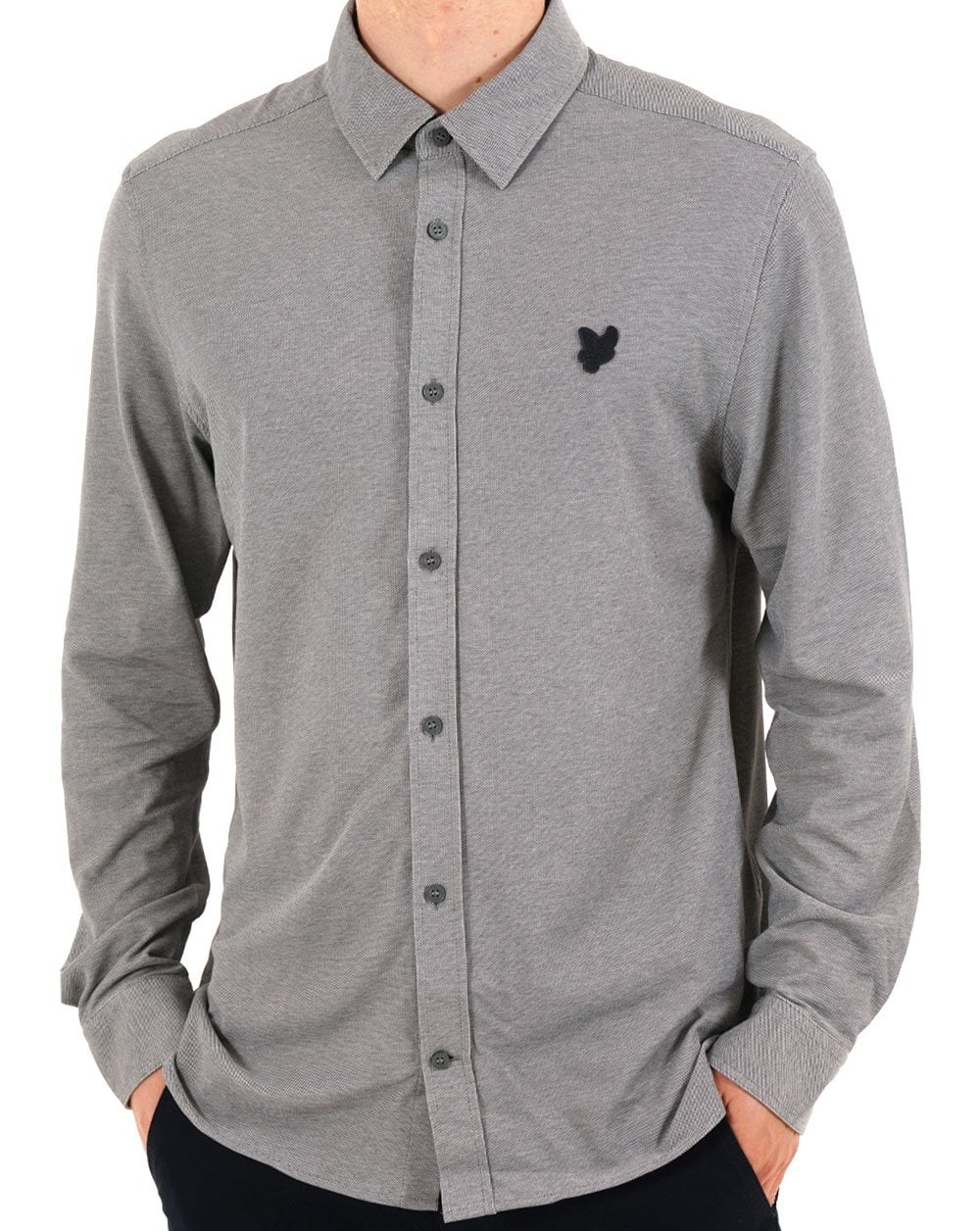 Lyle & Scott Pique Interlock Shirt Chambray Blue