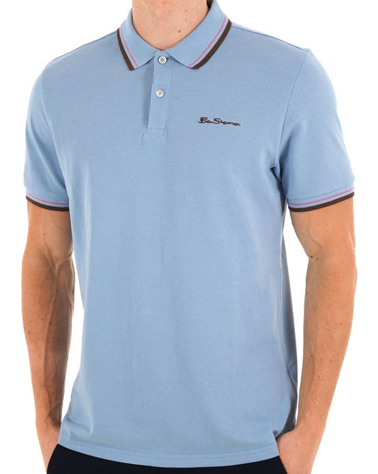 Ben Sherman Signature Pique Polo Pale Blue