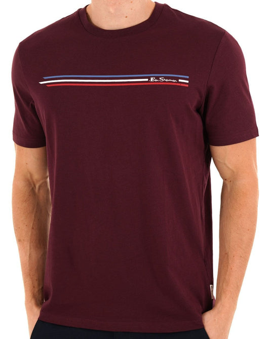Ben Sherman Core Stripe Tee Dark Wine