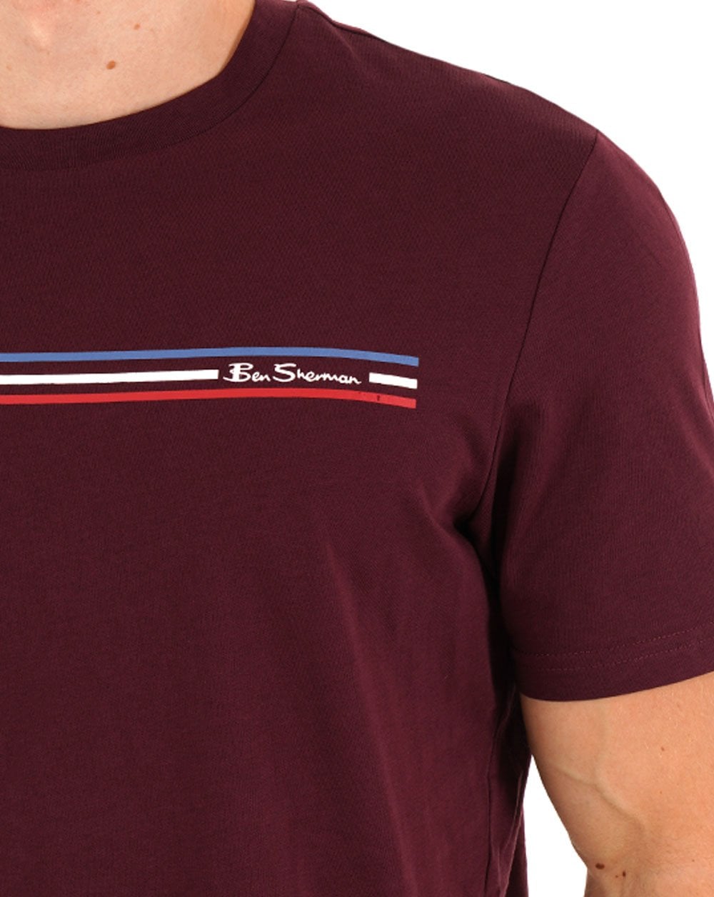 Ben Sherman Core Stripe Tee Dark Wine
