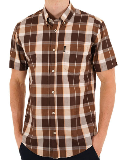 Ben Sherman Block Check SS Shirt Dark Brown