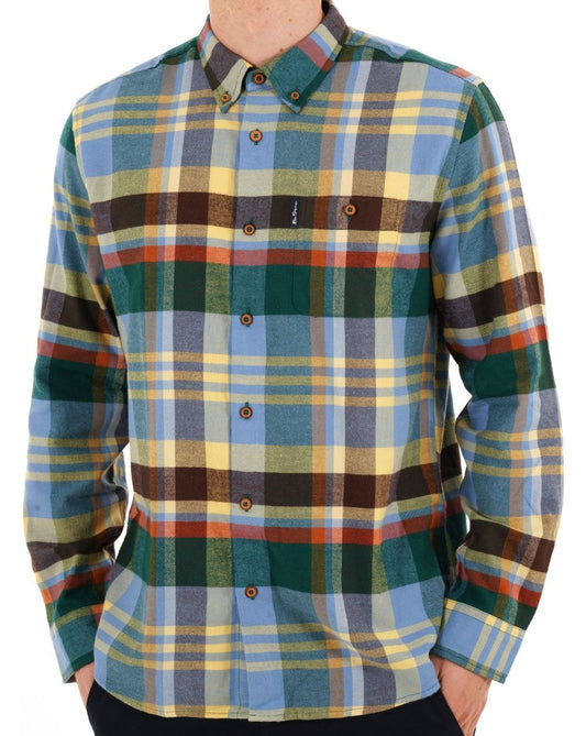 Ben Sherman Brushed Check Shirt Riviera Blue