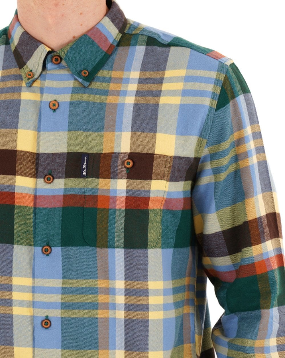 Ben Sherman Brushed Check Shirt Riviera Blue