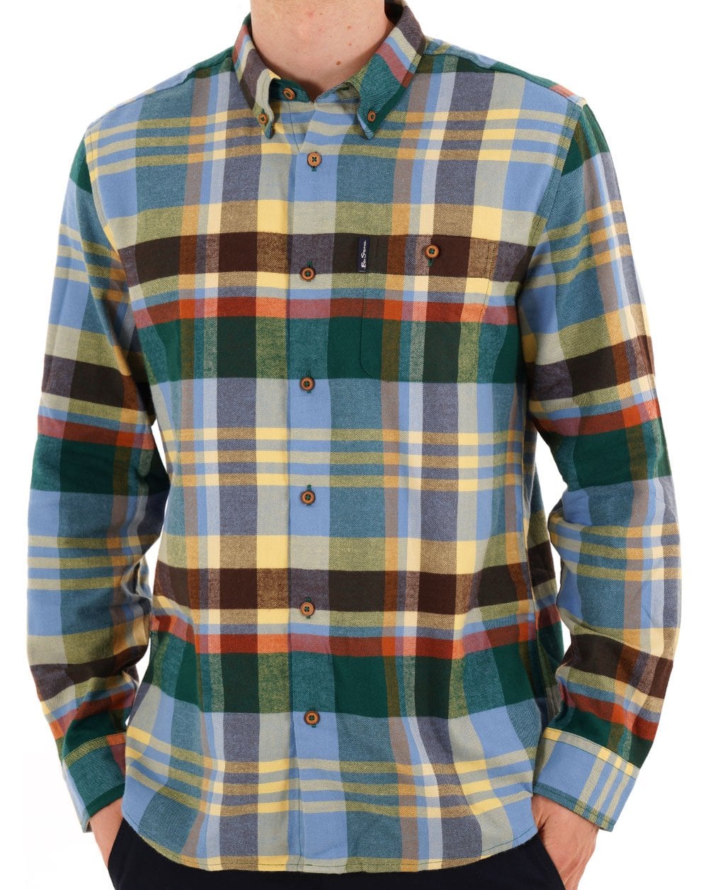 Ben Sherman Brushed Check Shirt Riviera Blue