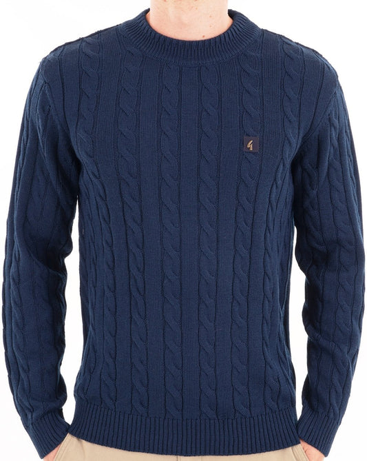 Gabicci Vintage Temor Cable Knit Navy