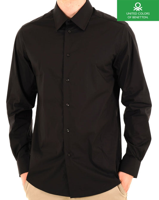 Benetton Poplin Slim Fit Shirt Black