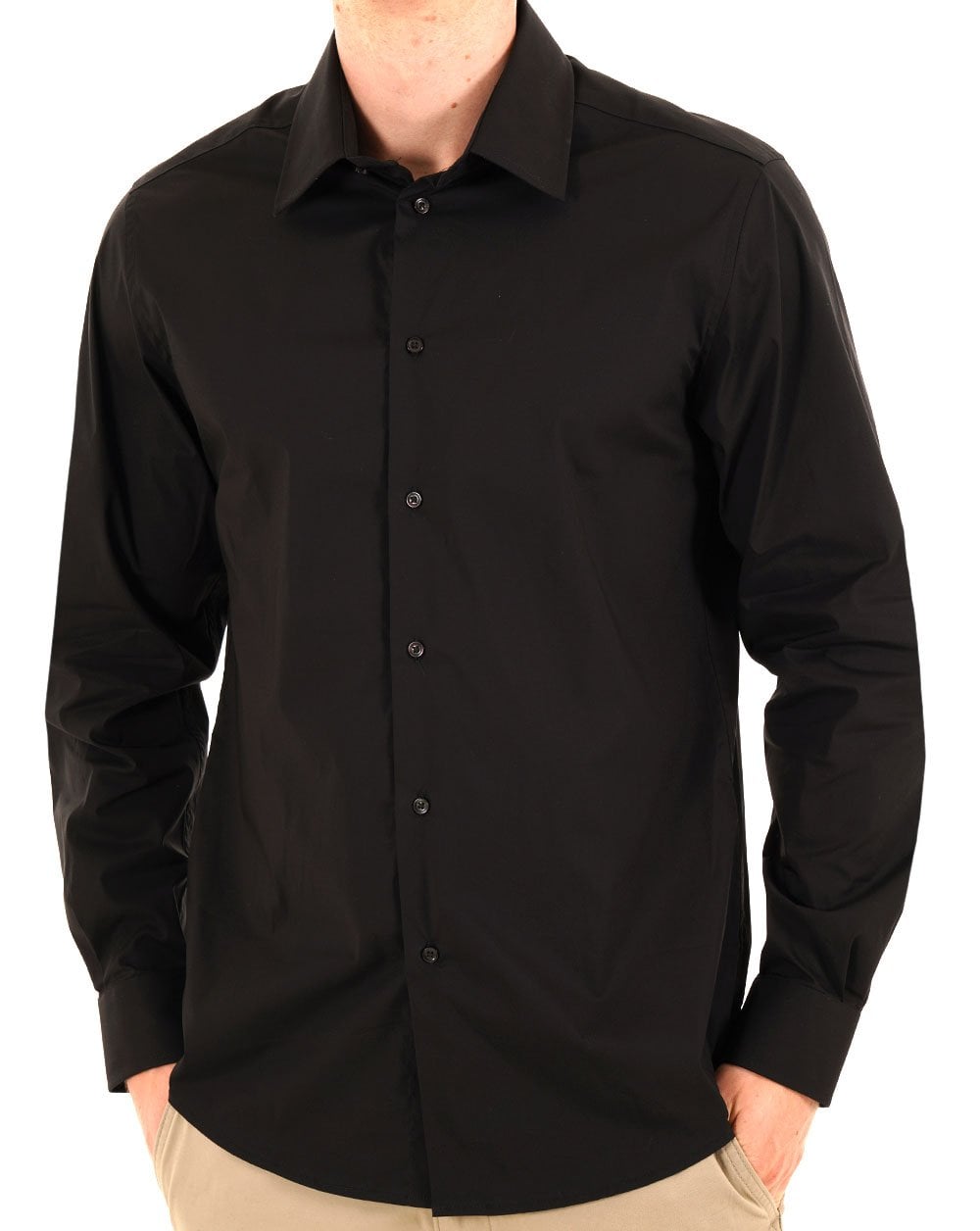 Benetton Poplin Slim Fit Shirt Black
