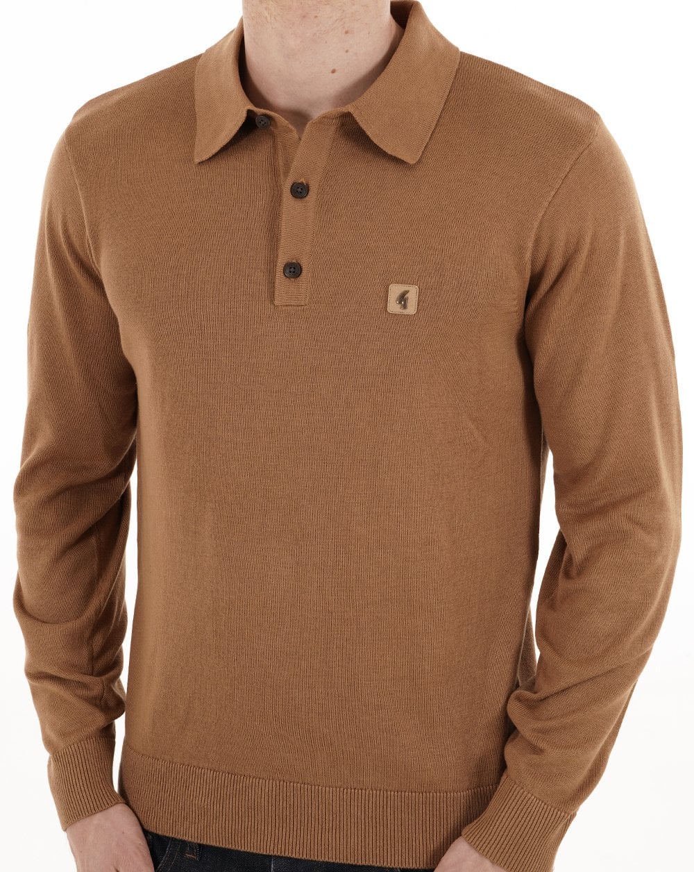 Gabicci Vintage Francesco Knitted Polo Nutmeg