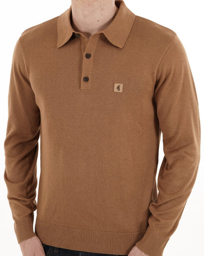 Gabicci Vintage Francesco Knitted Polo Nutmeg