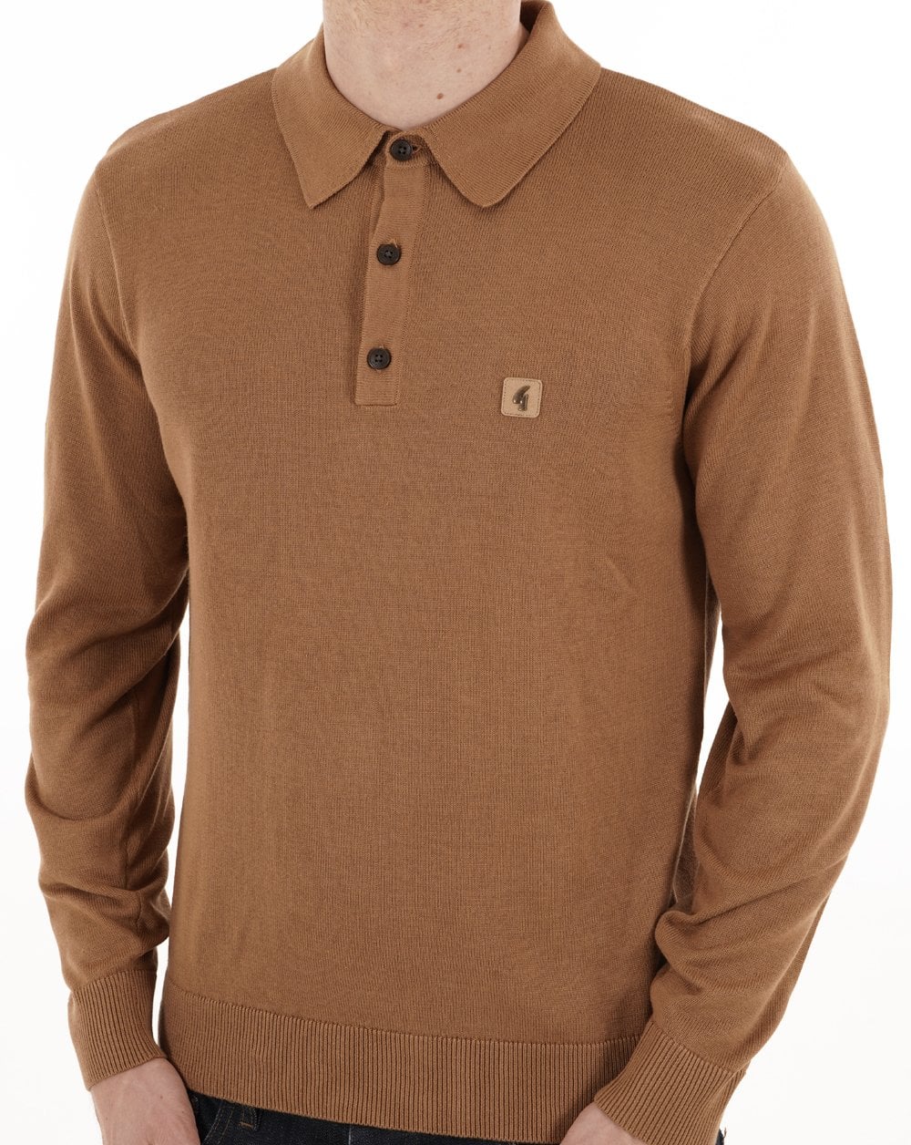 Gabicci Vintage Francesco Knitted Polo Nutmeg