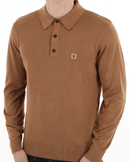 Gabicci Vintage Francesco Knitted Polo Nutmeg
