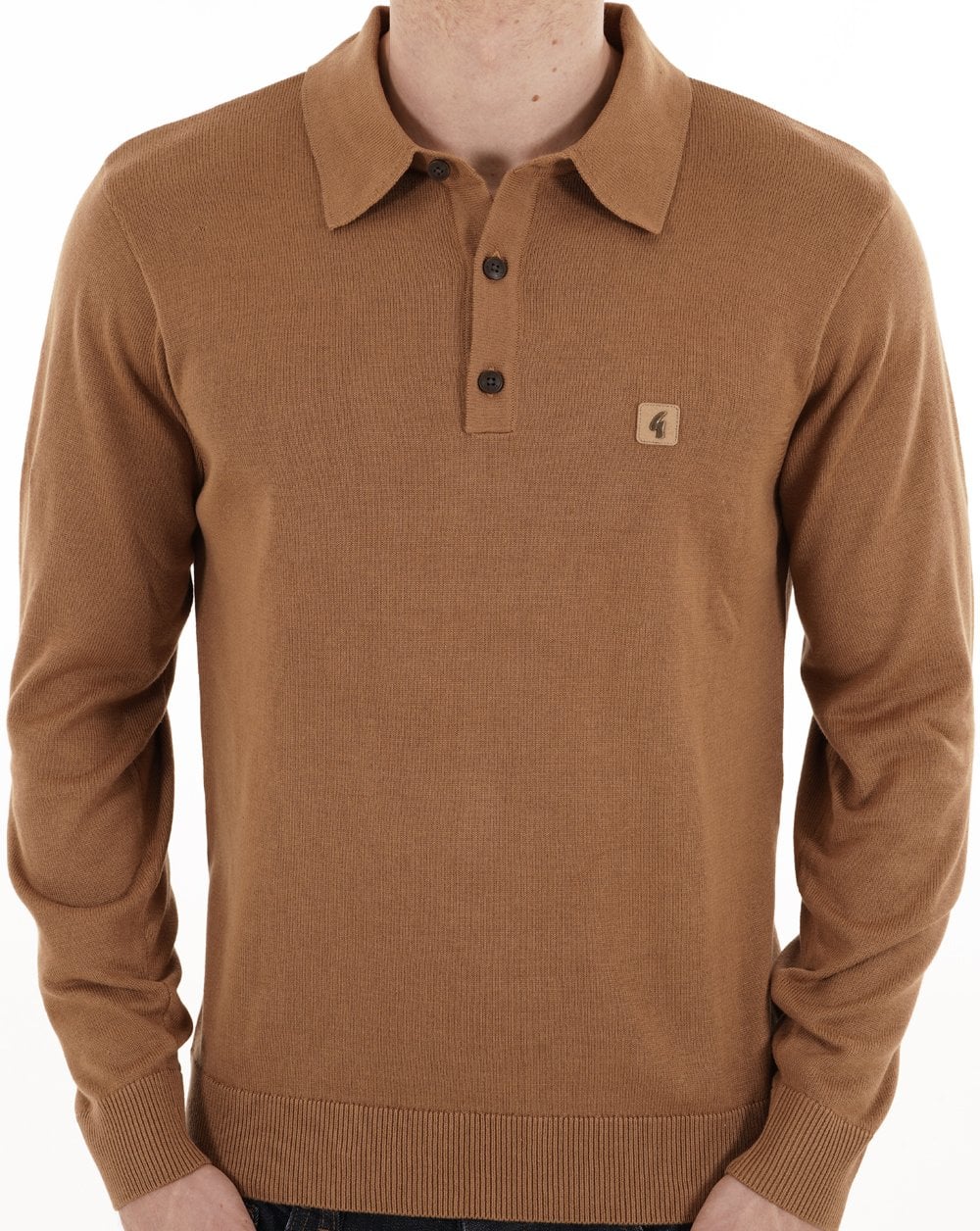 Gabicci Vintage Francesco Knitted Polo Nutmeg