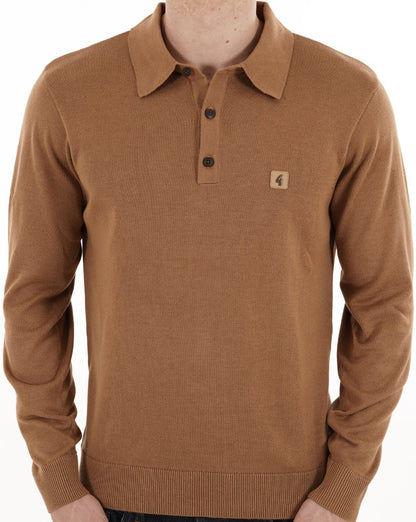 Gabicci Vintage Francesco Knitted Polo Nutmeg