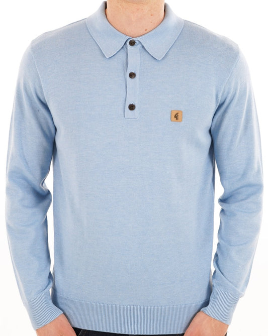 Gabicci Vintage Francesco Knitted Polo Sky Ice