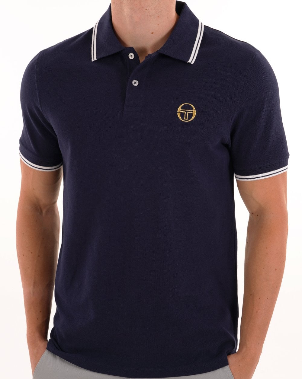 Sergio Tacchini Tipped Polo Shirt Navy Blue/Gardenia