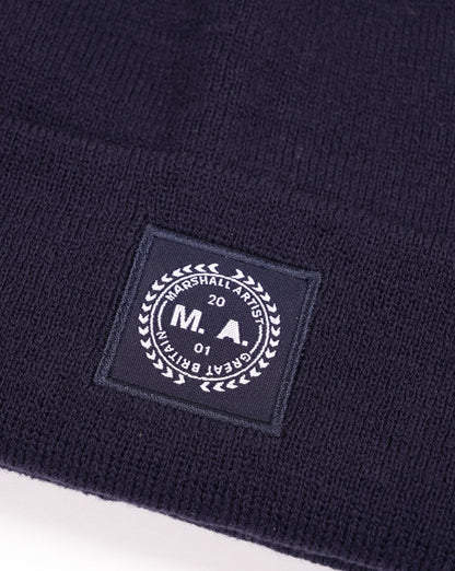 Marshall Artist Woven Badge Knit Beanie Navy