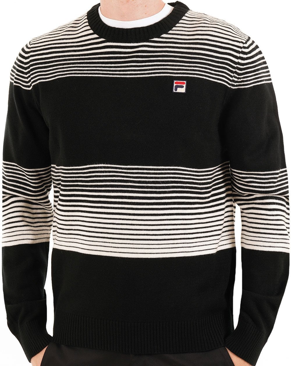 Fila Vintage Stripe Crew Knit Black/Gardenia