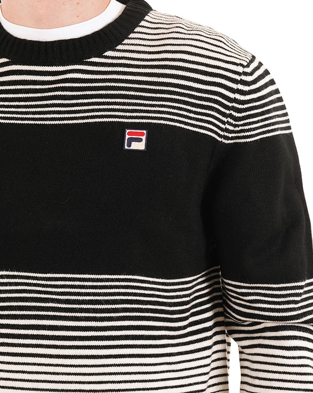 Fila Vintage Stripe Crew Knit Black/Gardenia