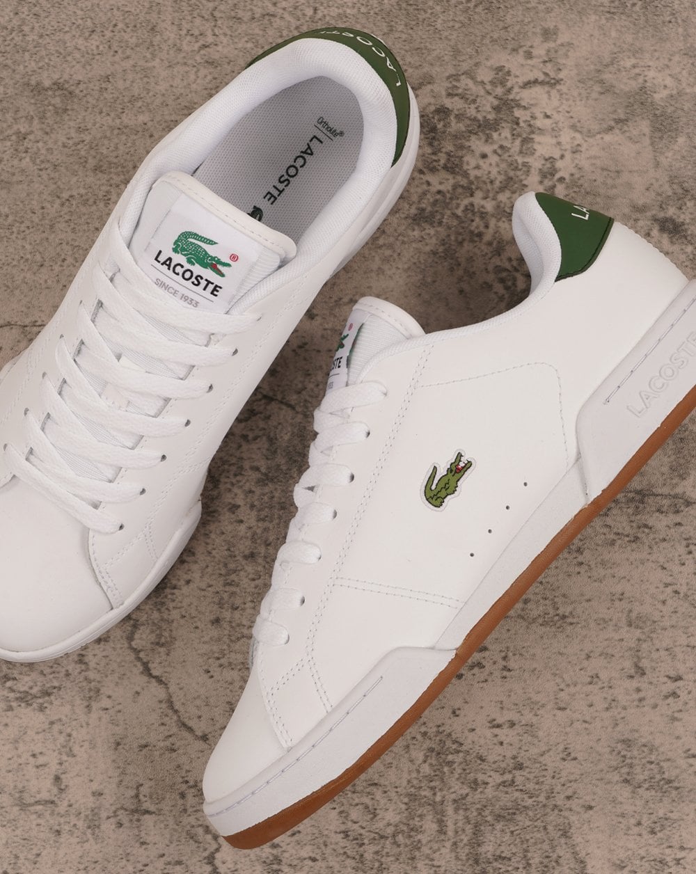 Lacoste Carnaby Cup Leather Trainers White/Dark Green