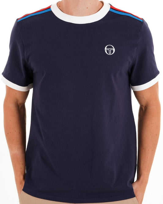 Sergio Tacchini Triste T Shirt Navy Blue/White