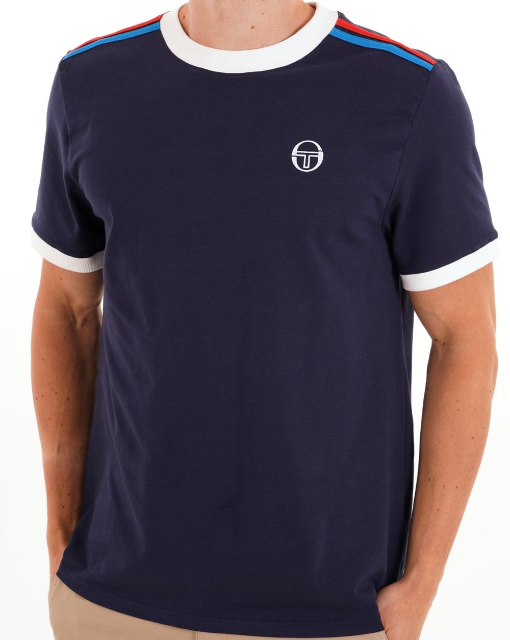 Sergio Tacchini Triste T Shirt Navy Blue/White