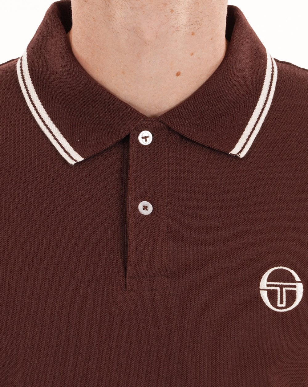 Sergio Tacchini Tipped Long Sleeve Polo Shirt Dark Brown