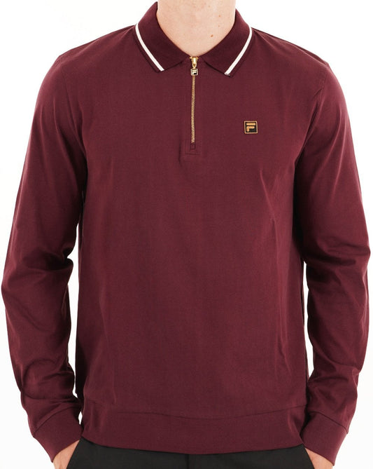 Fila Gold LS Tipped Zip Polo Port