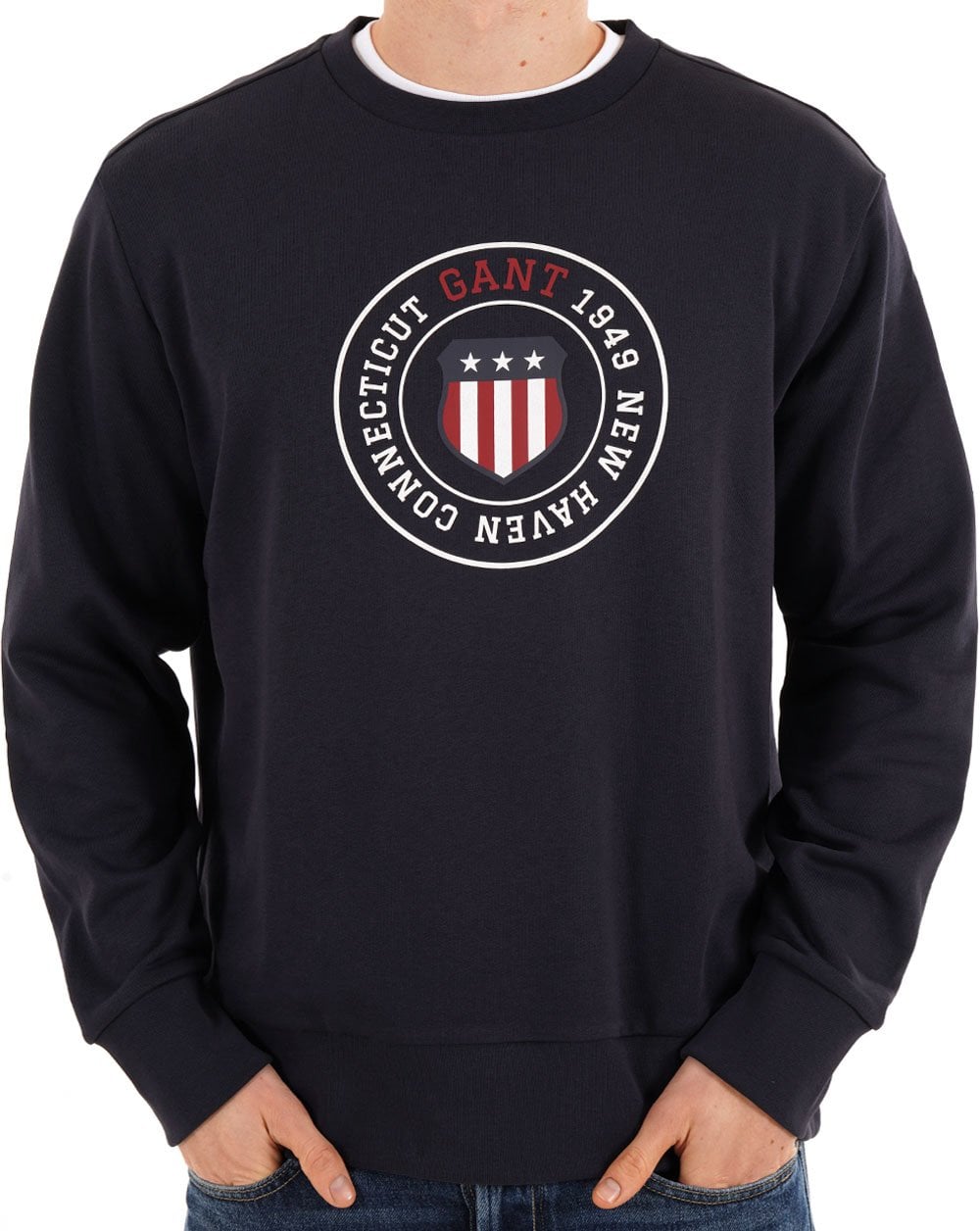 Gant Graphic Crew Neck Sweatshirt Navy Blue