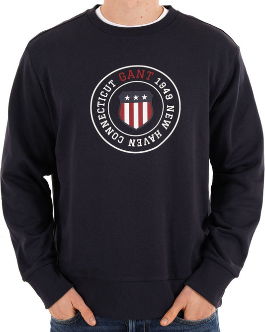 Gant Graphic Crew Neck Sweatshirt Navy Blue