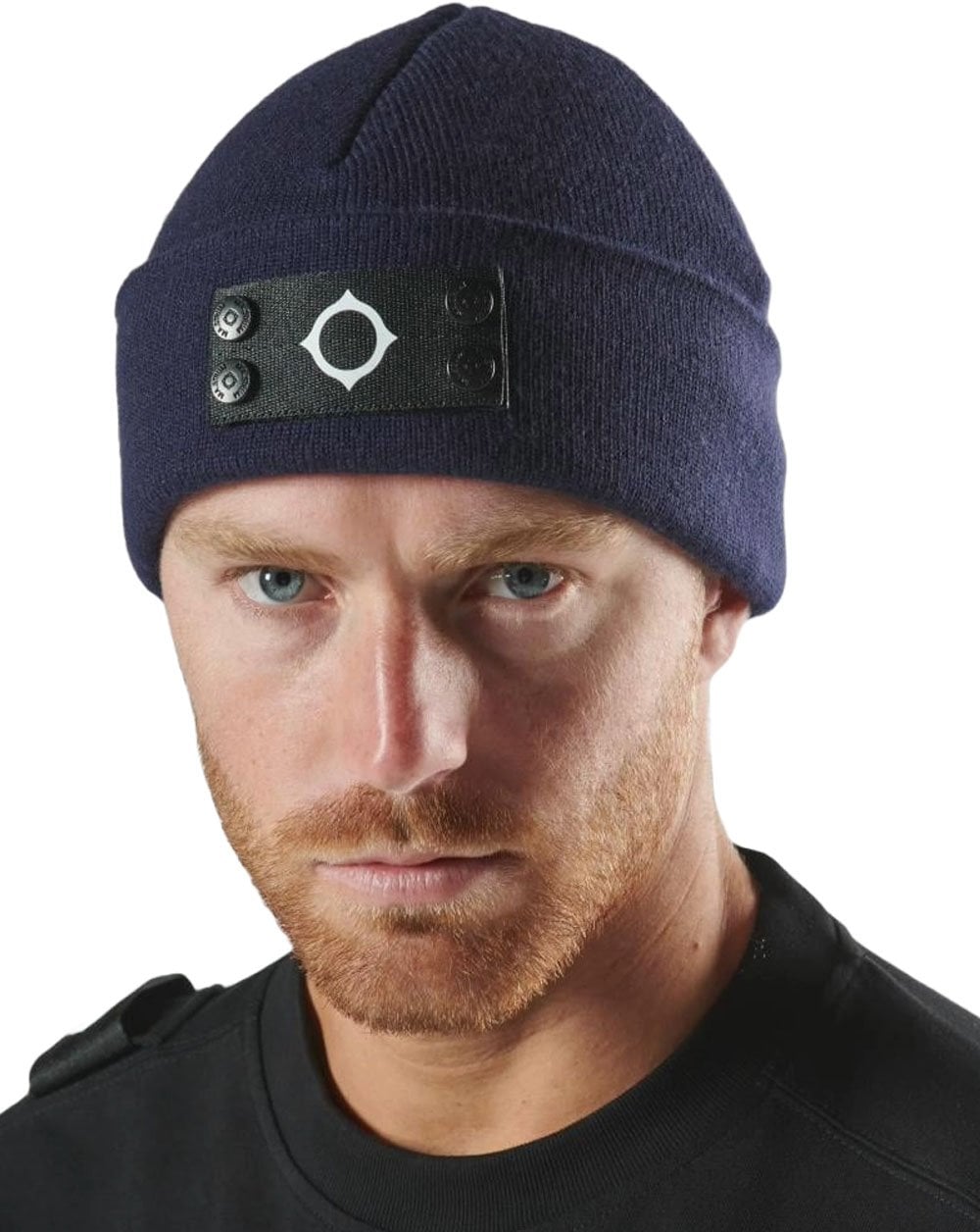 MA.STRUM Knitted Badge Beanie Ink Navy