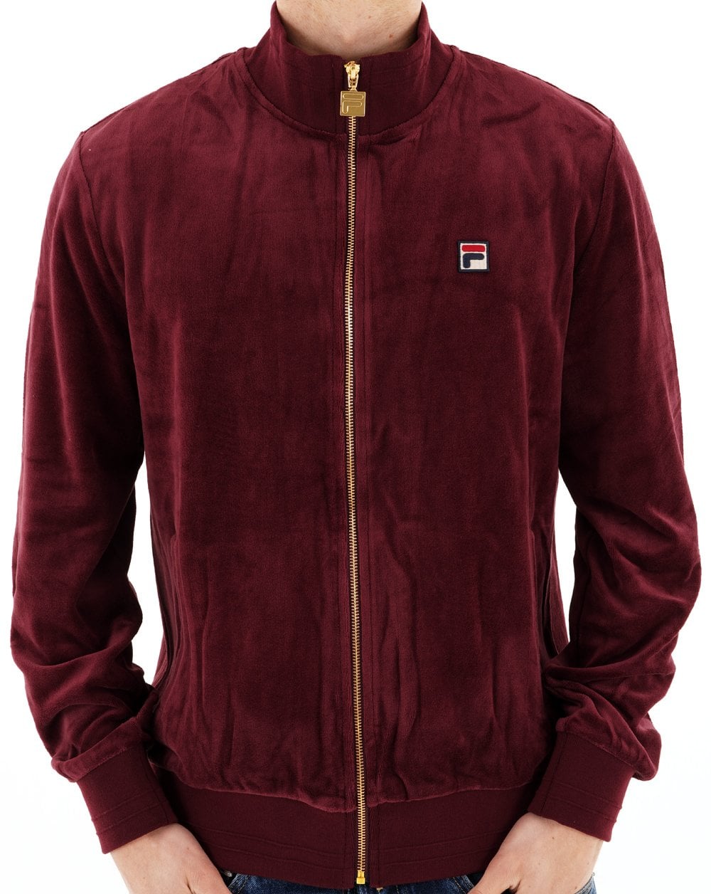 Fila Vintage Nero Velour Track Top Burgundy