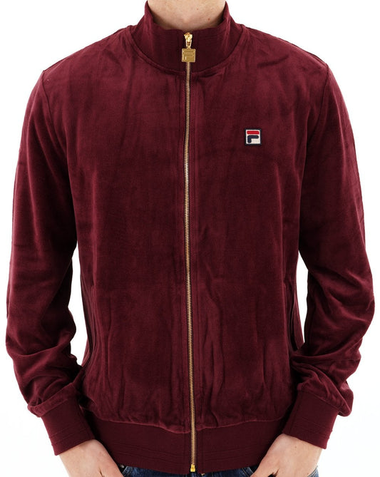 Fila Vintage Nero Velour Track Top Burgundy