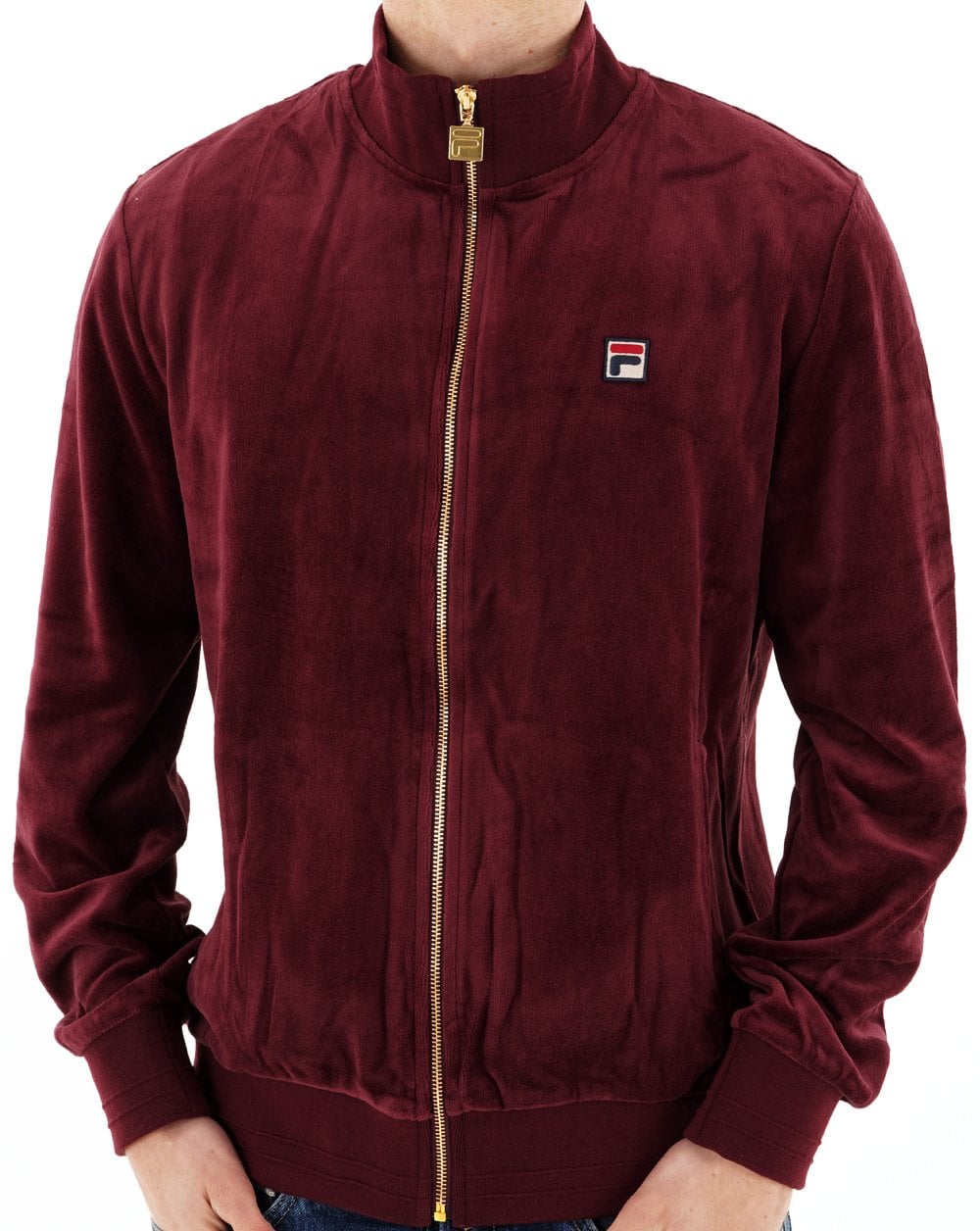 Fila Vintage Nero Velour Track Top Burgundy