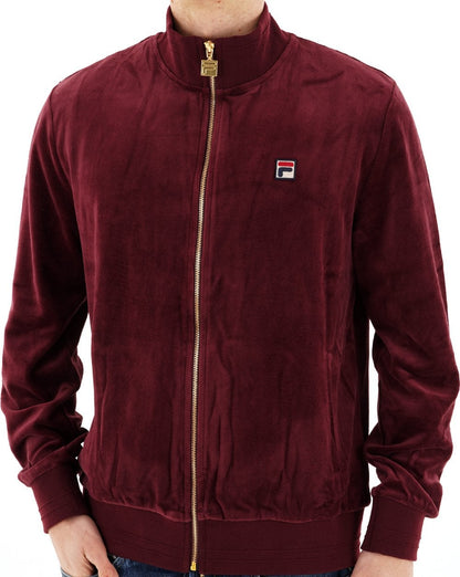 Fila Vintage Nero Velour Track Top Burgundy
