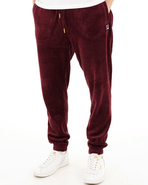Fila Vintage Eddie Velour Track Pants Burgundy