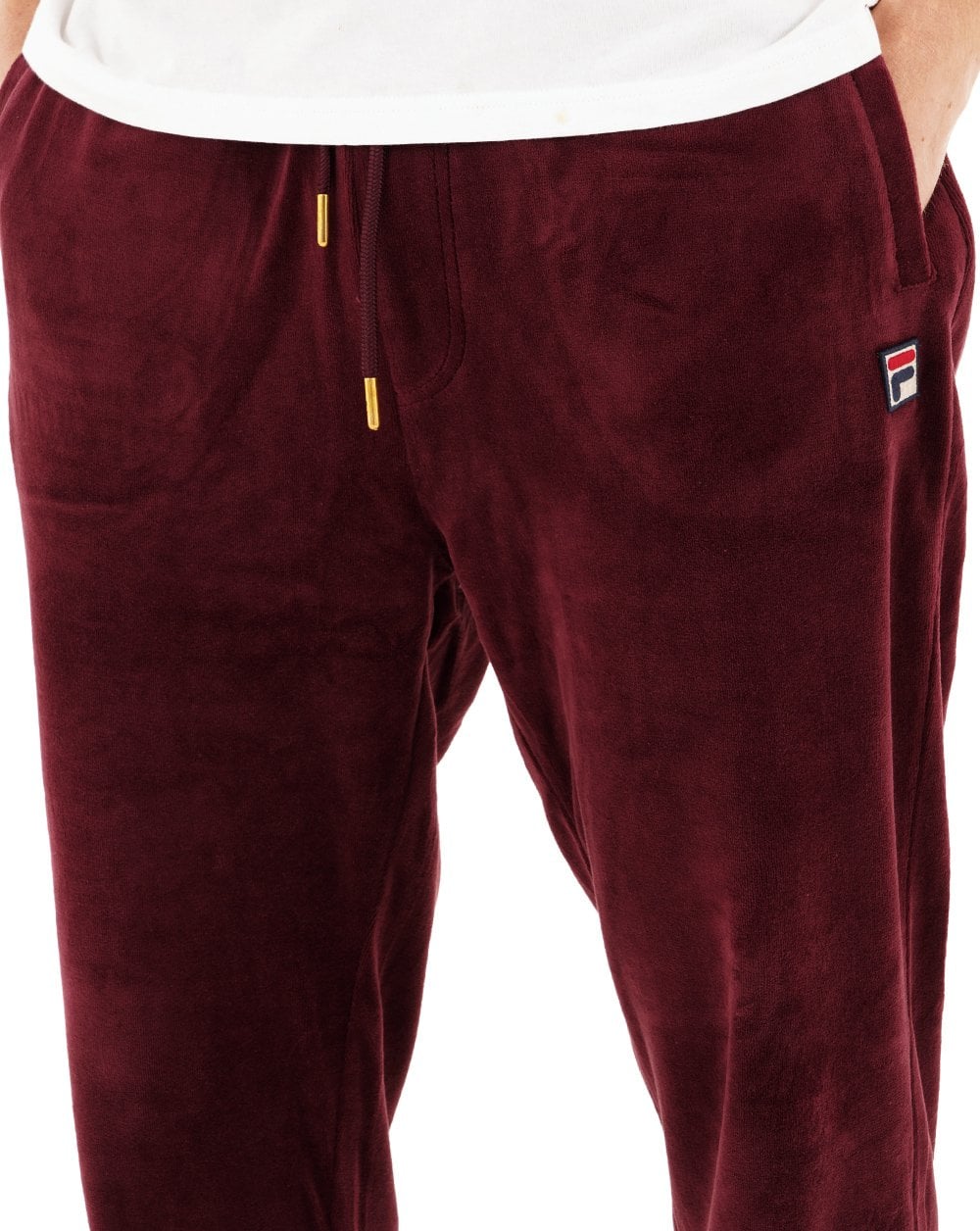 Fila Vintage Eddie Velour Track Pants Burgundy