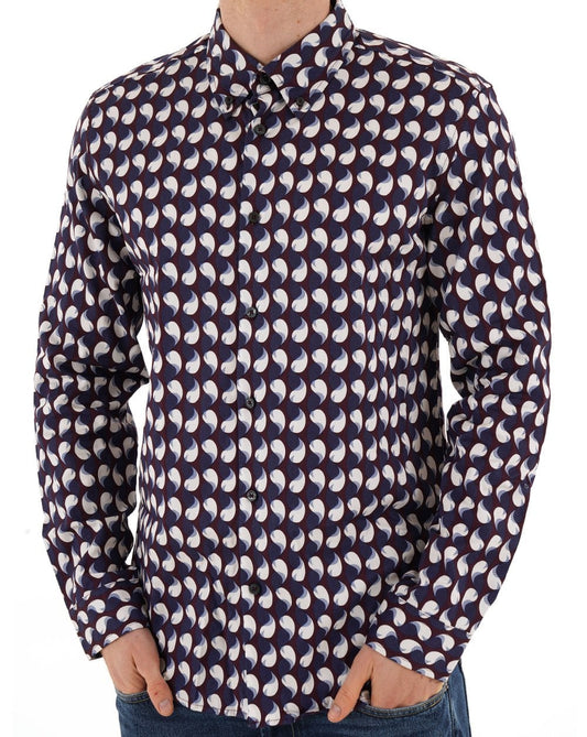 Ben Sherman Paisley Geo Print Shirt Dark Wine