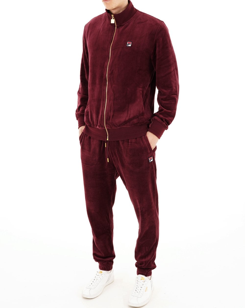 Fila Vintage Eddie Velour Track Pants Burgundy