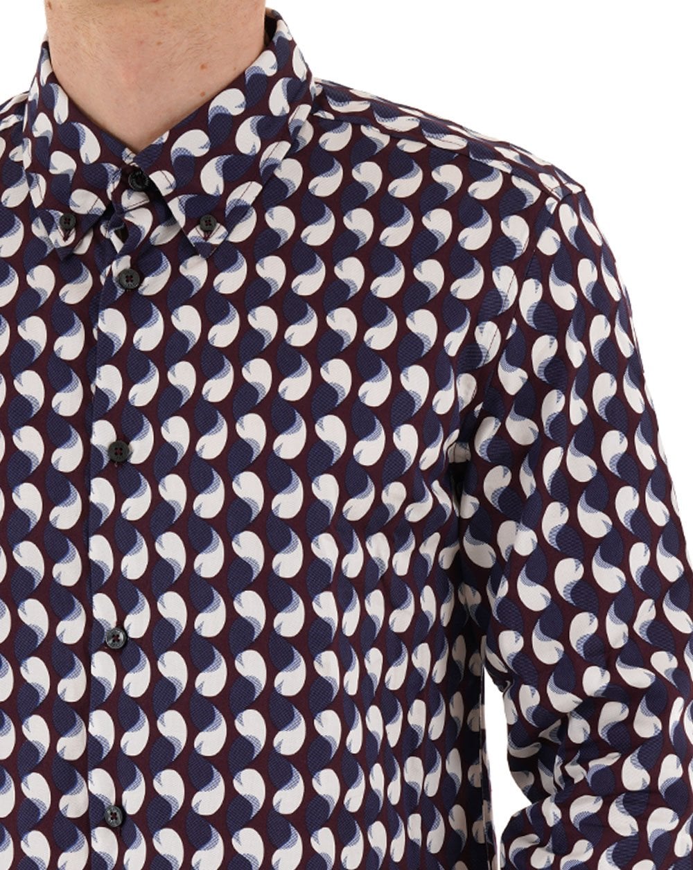 Ben Sherman Paisley Geo Print Shirt Dark Wine