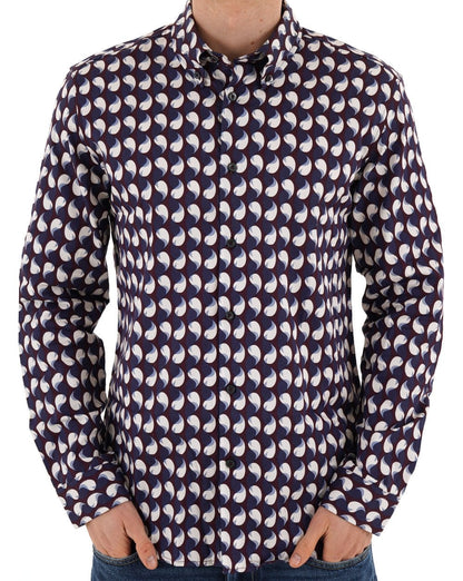 Ben Sherman Geometric Print Shirt Wine