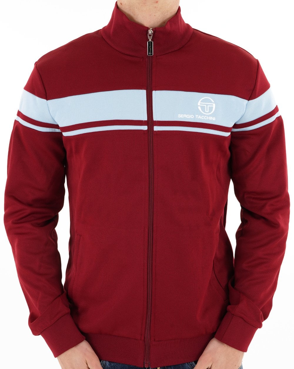 Sergio Tacchini Masters Track Top Claret/Sky Blue