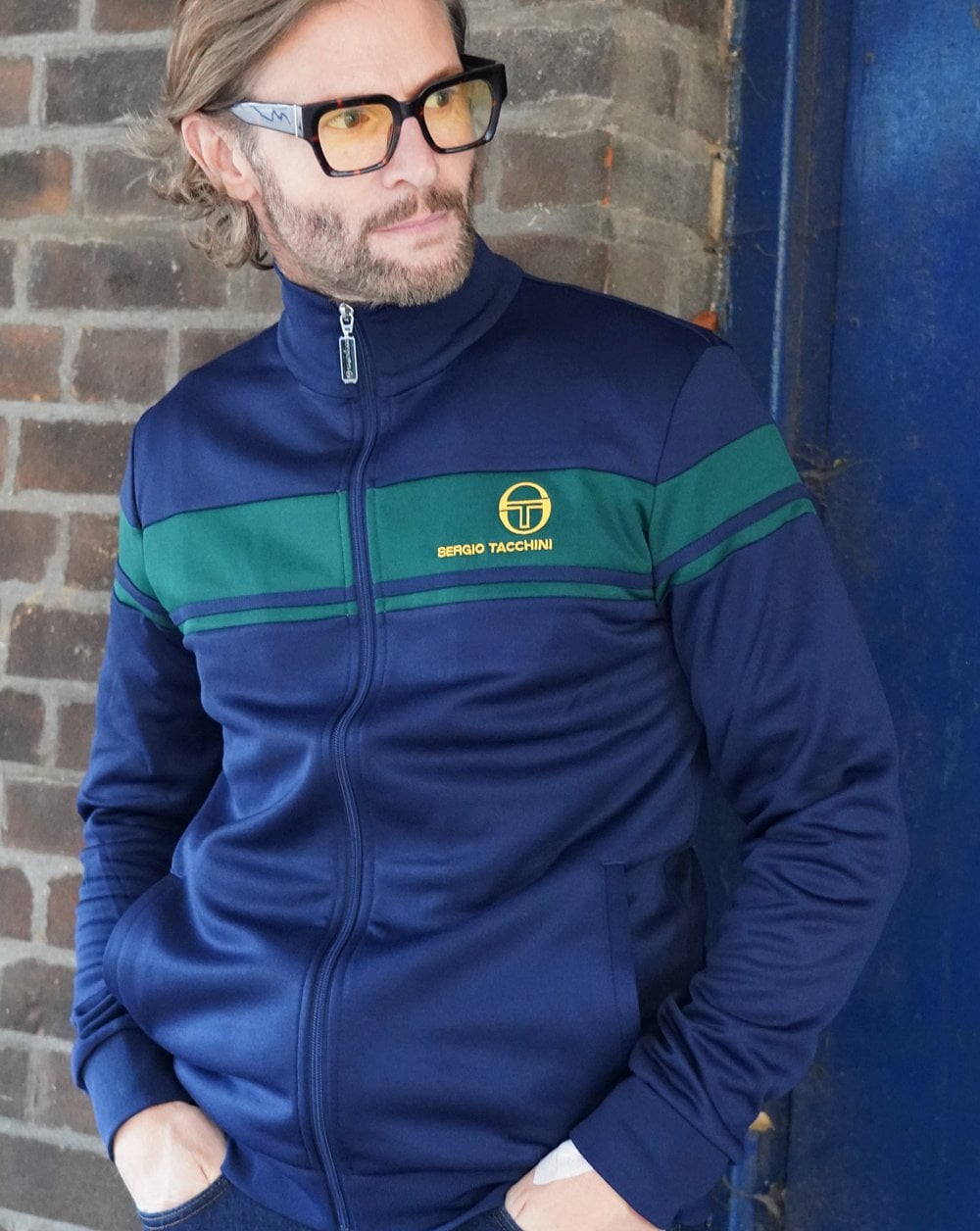 Sergio Tacchini Masters Track Top Navy Dk Green Gold
