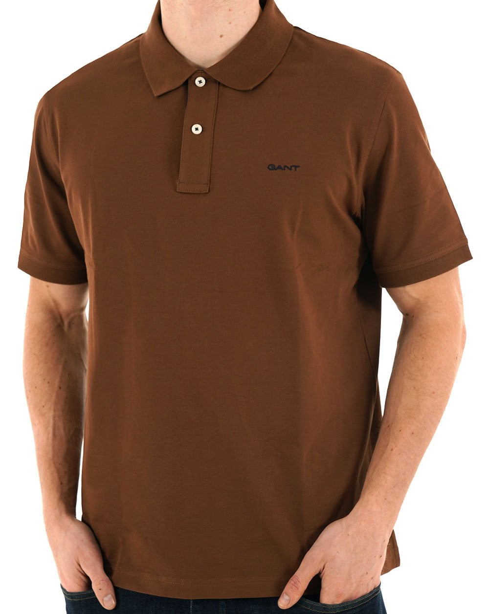 Gant Contrast Collar Polo Shirt Mahogany Brown